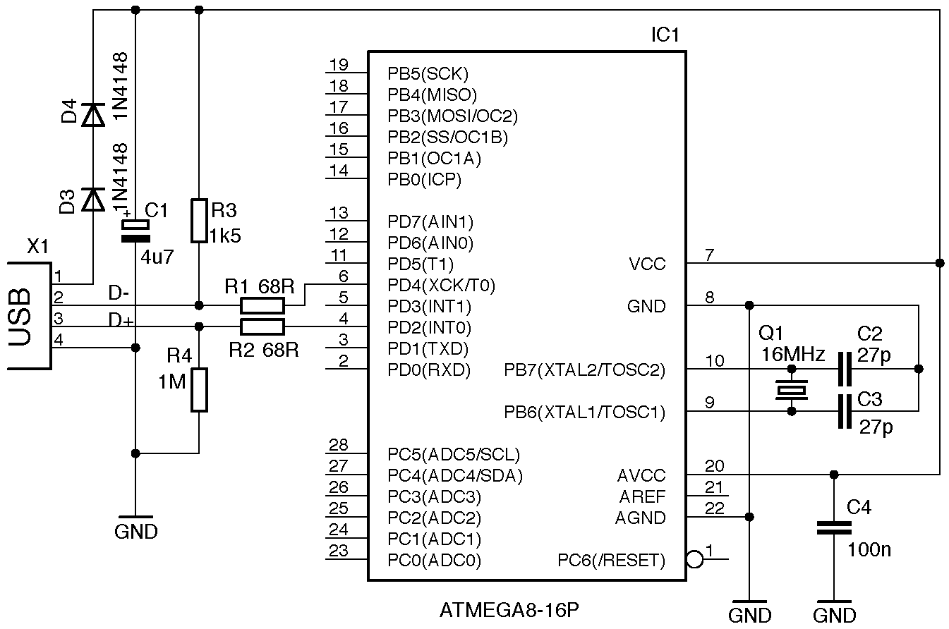 Sơ đồ kết nối Atmega8