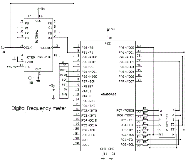 Mạch điện kết nối AVR Atmega16